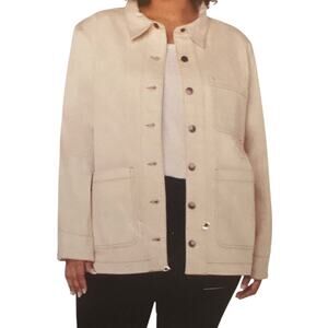 Well Worn Womens Cream Denim Chore Stretch Bottom up Jacket XL